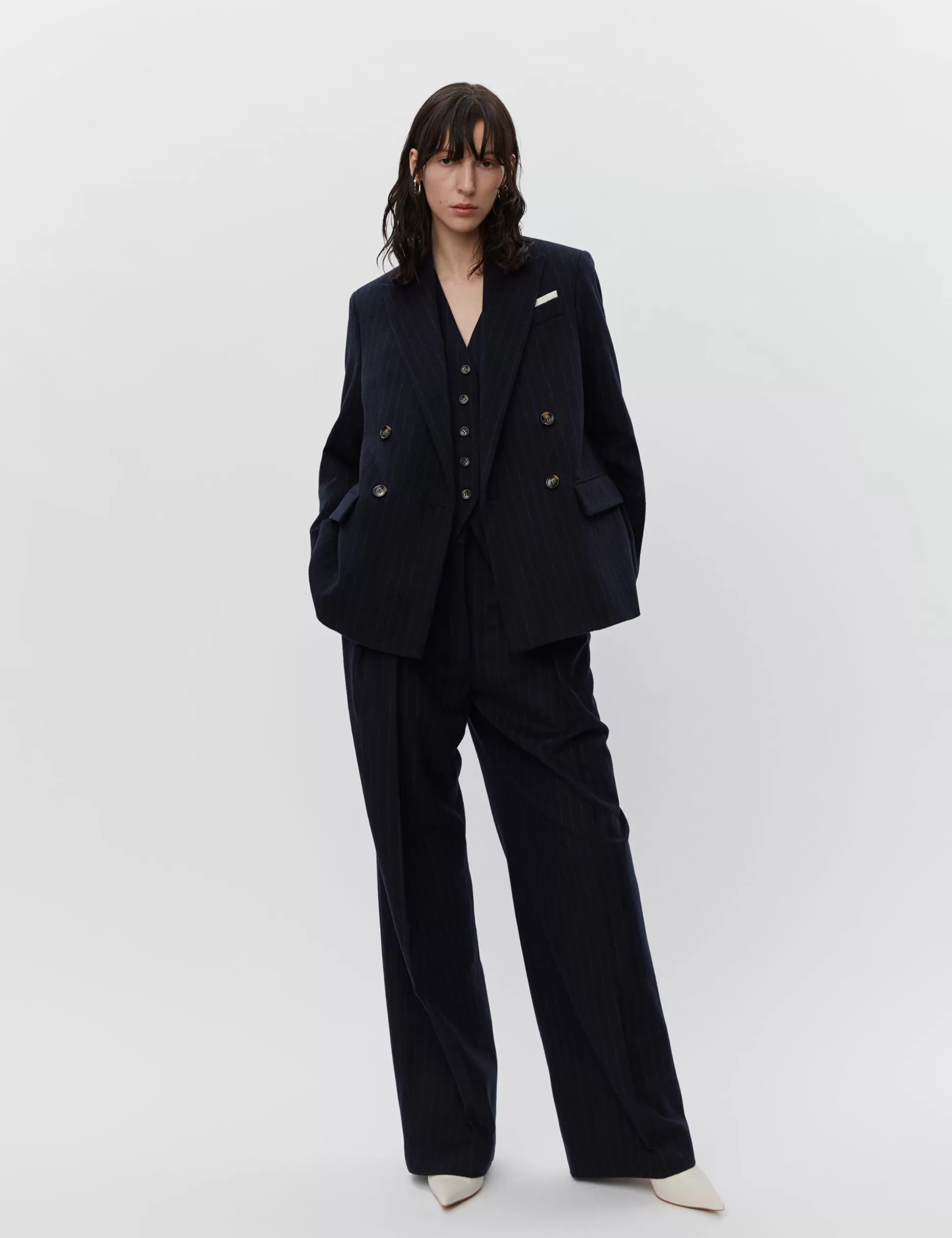 Clearance Preston - Woolen Pinstripe Women Blazers